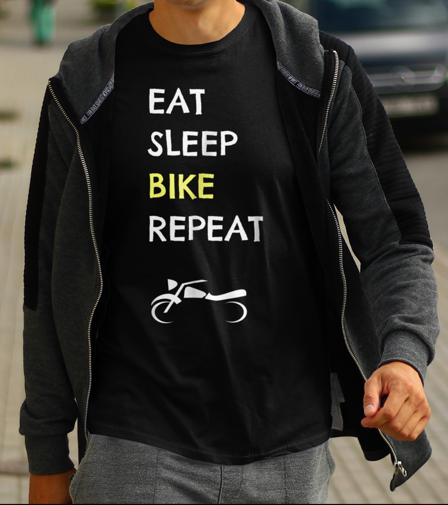 EAT SLEEP BIKE REPEAT Motorcycle Funny Idea Father Biker Dad74 T-Shirt