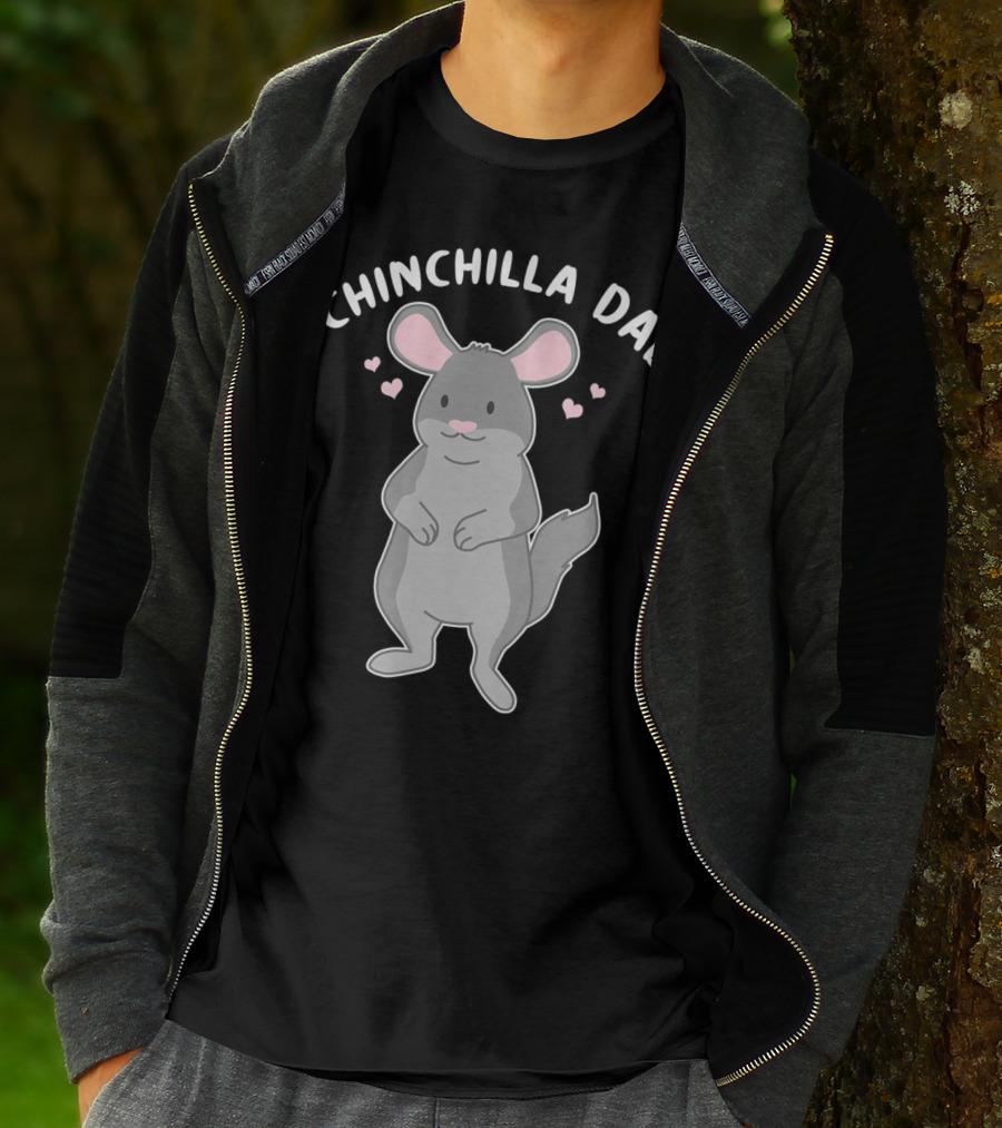 Chinchilla Dad Cute Funny Animal Pet Father With Hearts T-Shirt