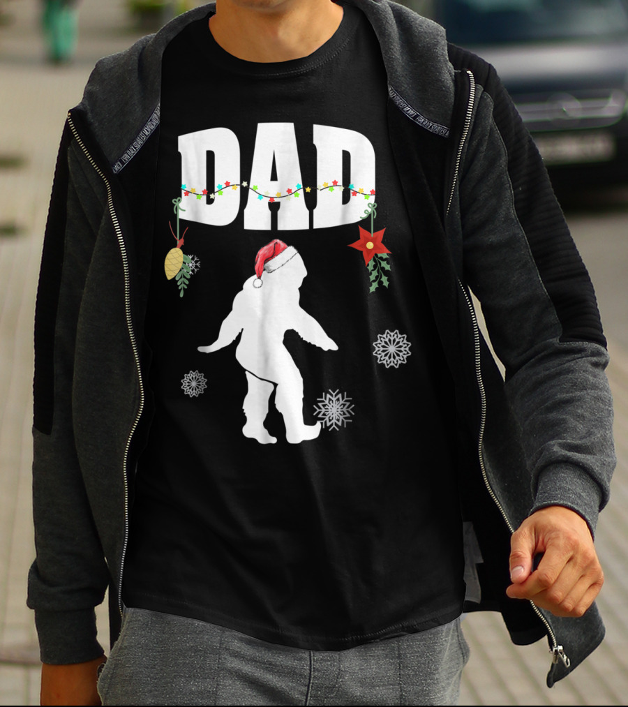 Dad Bigfoot Santa Christmas Family Matching T-Shirt