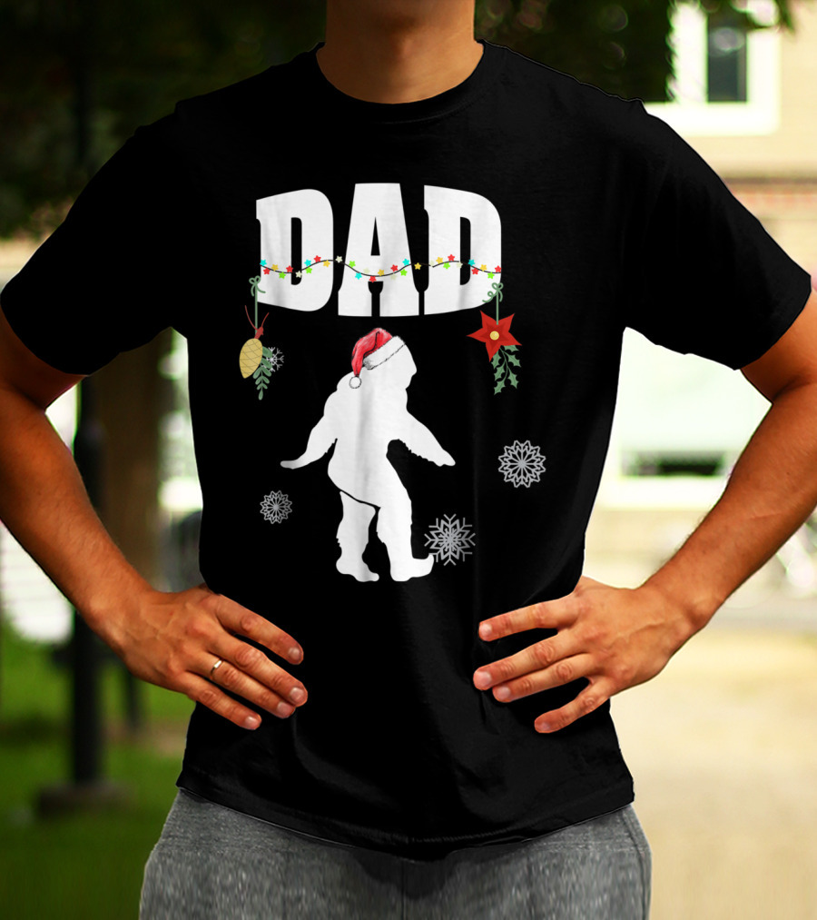 Dad Bigfoot Santa Christmas Family Matching T-Shirt