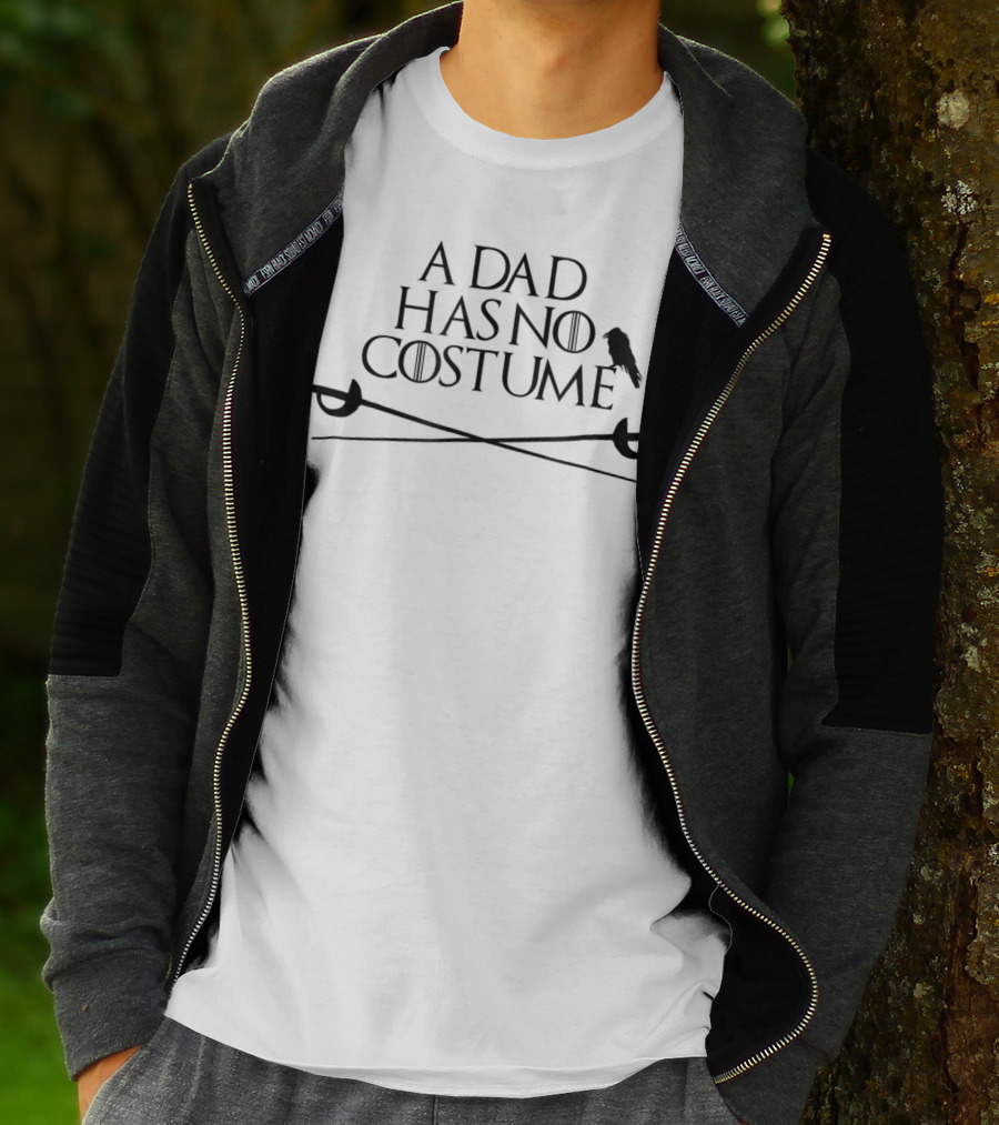 A Dad Has No Costume Funny Halloween Fencing Sword With Raven And Crossed Sabres T-Shirt