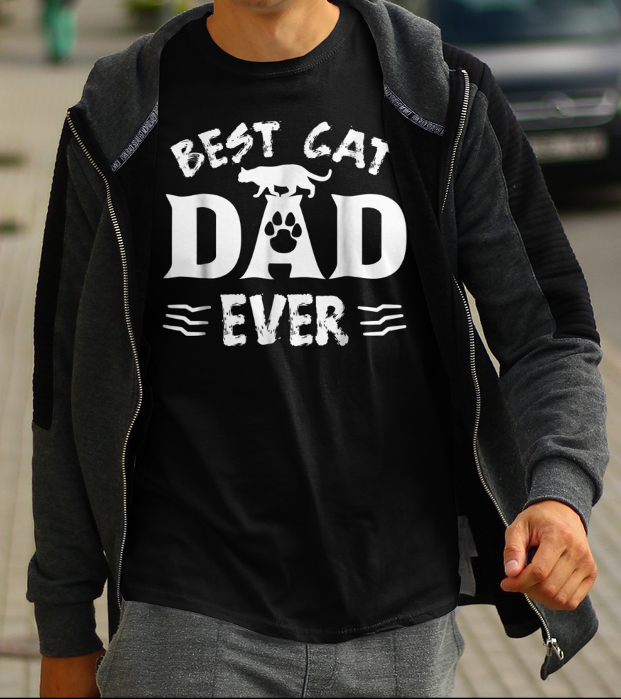 Best Cat Dad Ever Paw Print Funny Cat Lovers T-Shirt