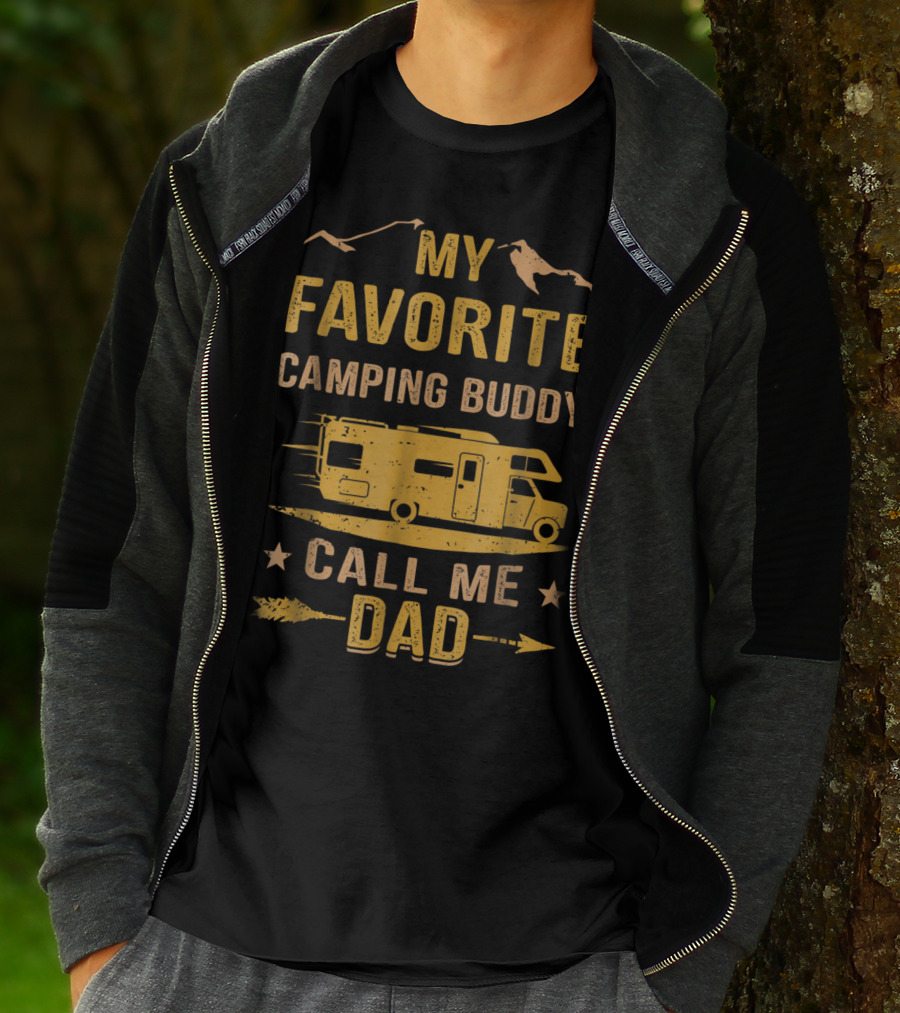 My Favorite Camping Buddy Call Me Dad Camper Van Mountains T-Shirt