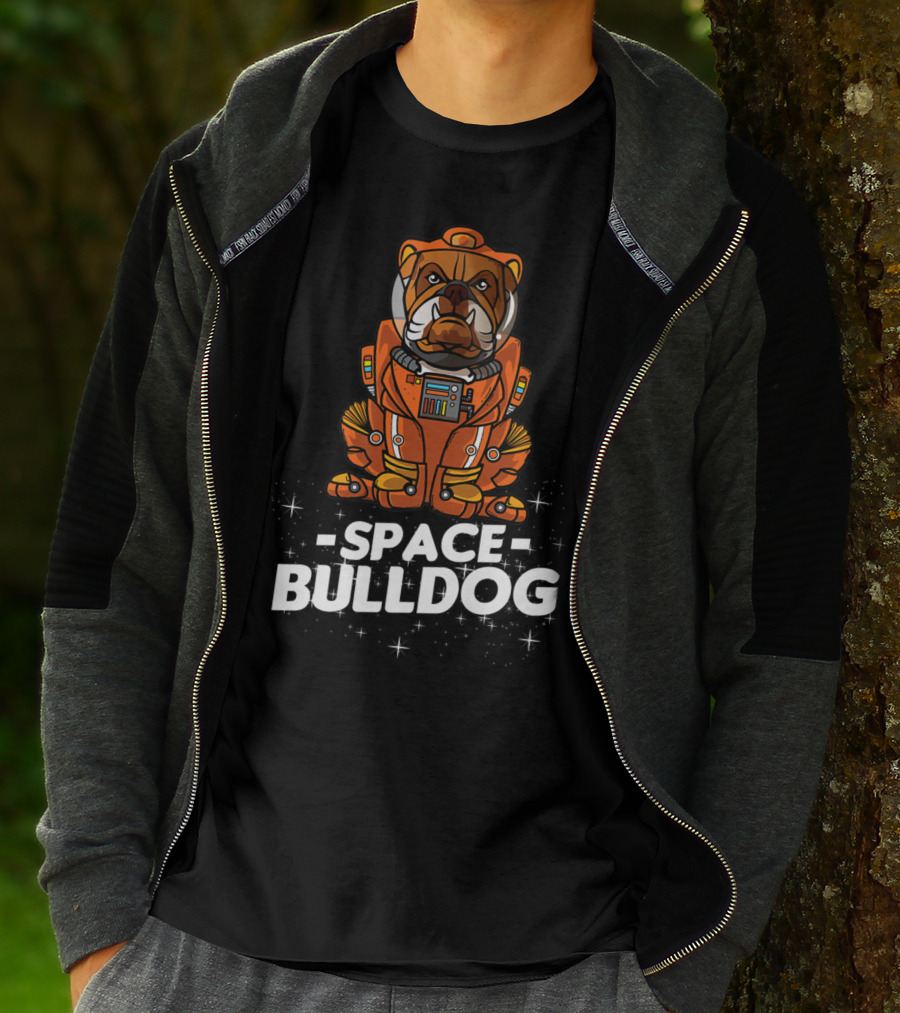 Space Bulldog In Astronaut Suit T-Shirt
