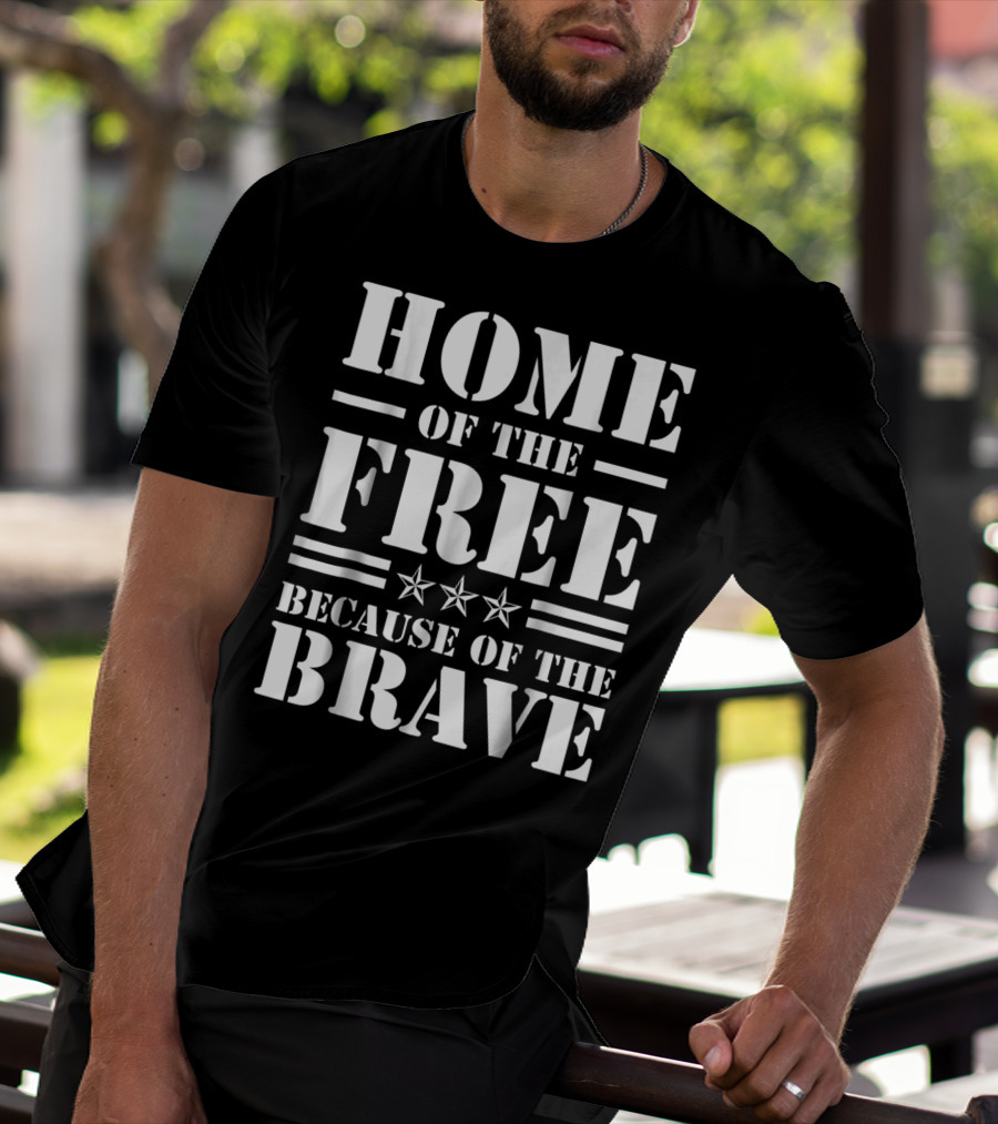 Home Of The Free Because Of The Brave Club Iraq USA Dad Grandpa Veterans Day T-Shirt