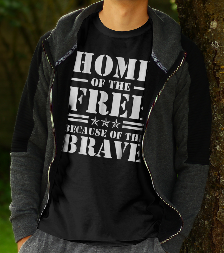 Home Of The Free Because Of The Brave Club Iraq USA Dad Grandpa Veterans Day T-Shirt