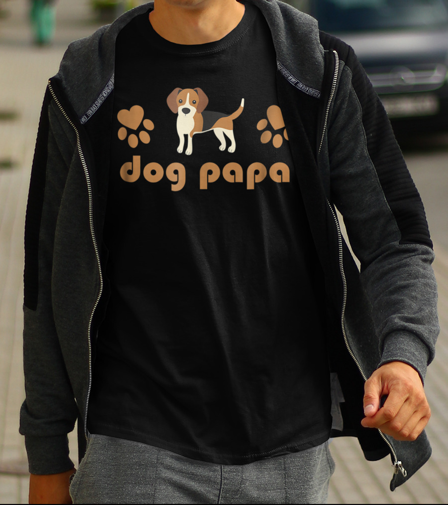 Dog Papa Beagle Dad Cute Funny Dog T-Shirt