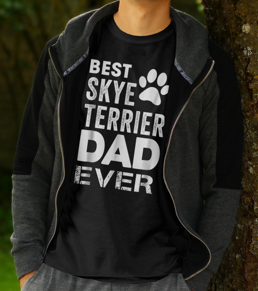 Best Skye Terrier Dad Ever With Paw Prints T-Shirt