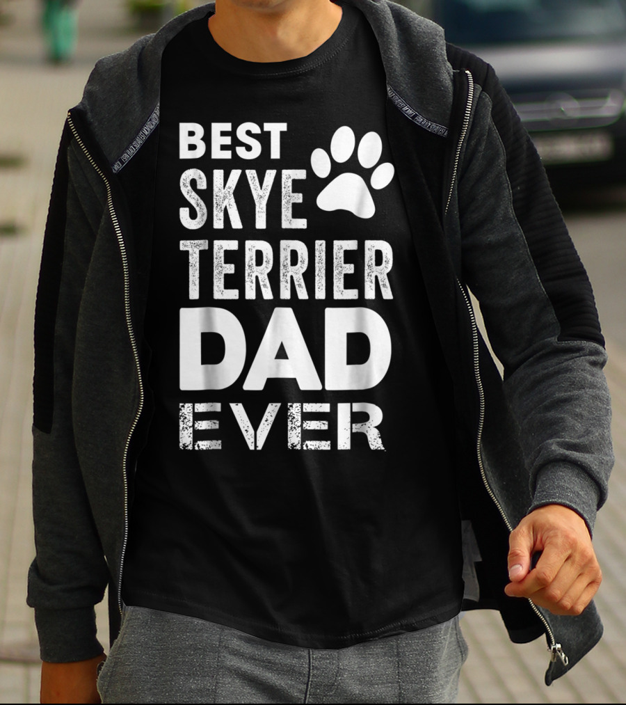 Best Skye Terrier Dad Ever With Paw Prints T-Shirt