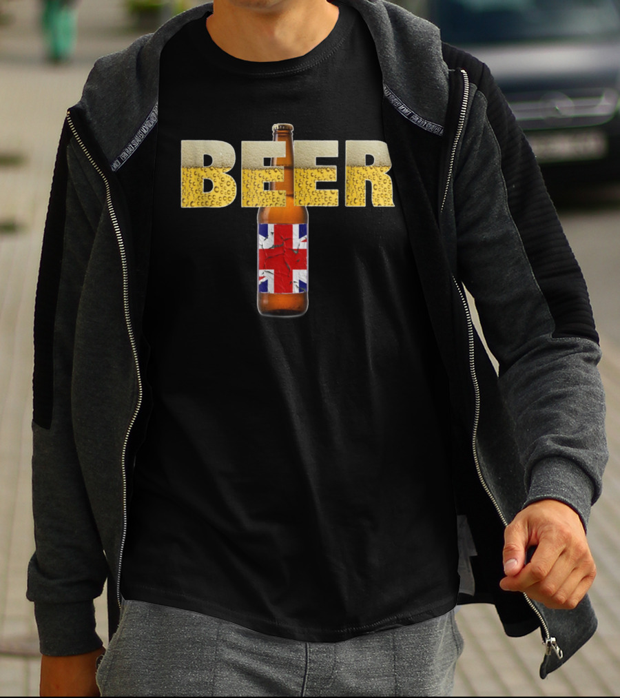 Beer Bottle British Flag Pub Crawl Brewery 29 T-Shirt