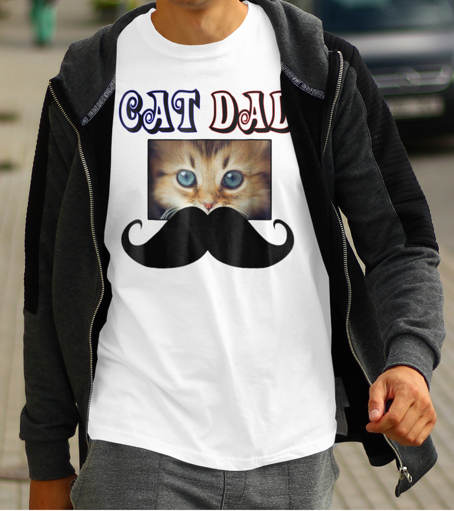 CaT Dad Love Cats76 Moustache Blue Eyed Kitten T-Shirt