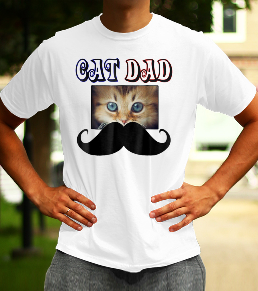 CaT Dad Love Cats76 Moustache Blue Eyed Kitten T-Shirt
