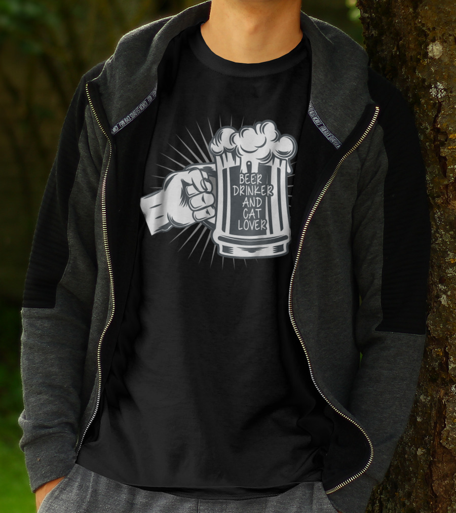 Beer Drinker And Cat Lover Cat Dad81 T-Shirt