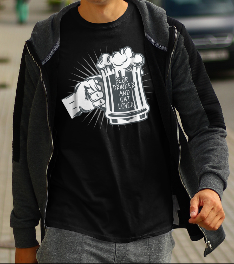 Beer Drinker And Cat Lover Cat Dad81 T-Shirt