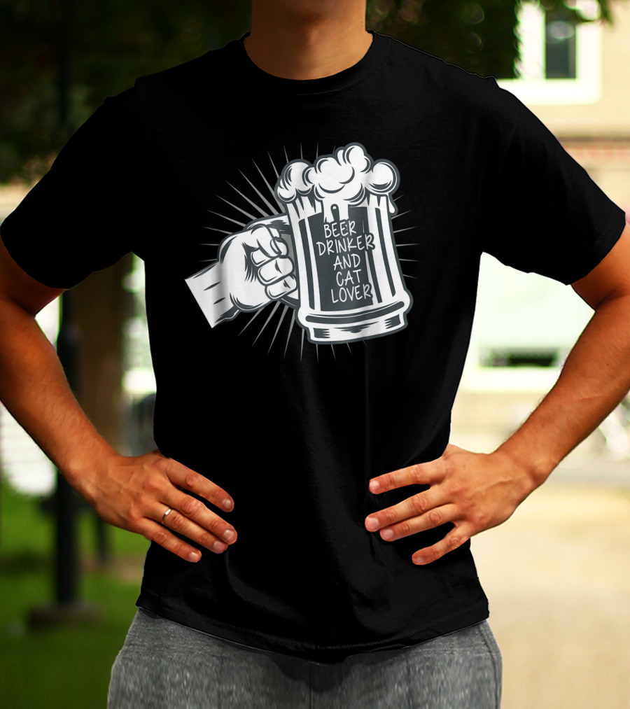 Beer Drinker And Cat Lover Cat Dad81 T-Shirt