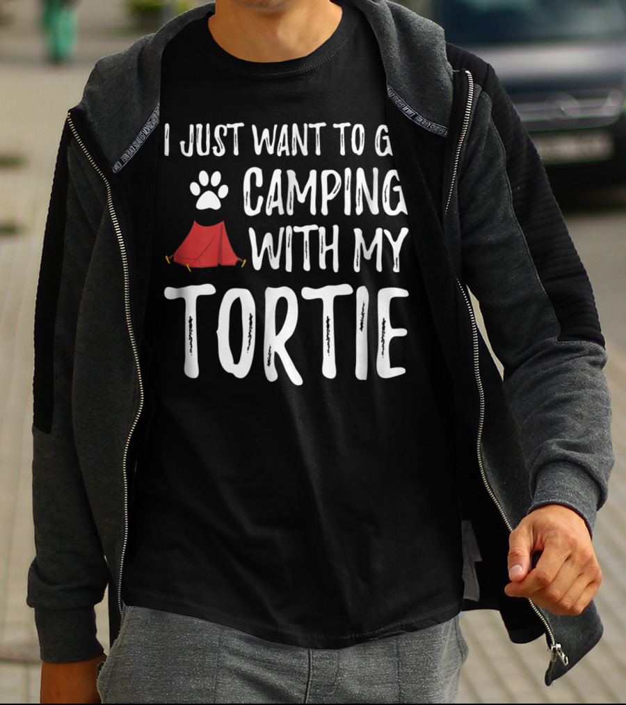 I Just Want To Go Camping With My Tortie Cat Paw Tent T-Shirt