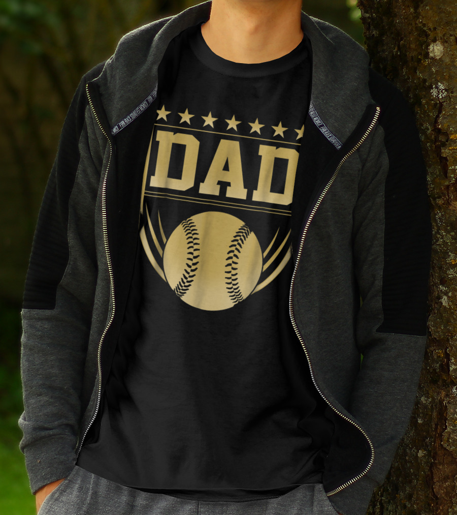 Golden Shield Baseball Dad Medal 76 T-Shirt