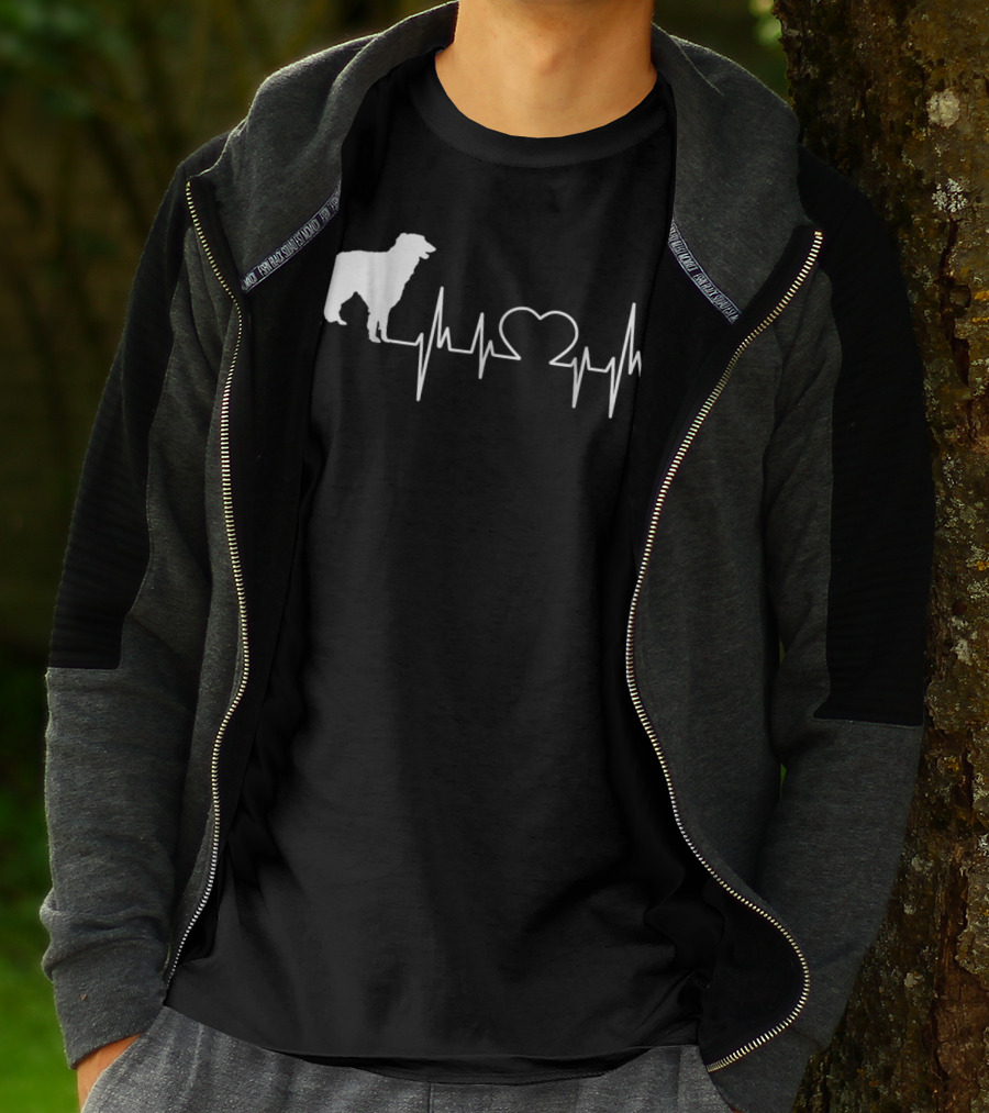 Borzoi Dog Heartbeat Line With Heart Shape T-Shirt