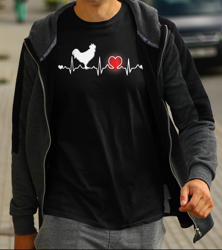 Chicken Girls Boys Heartbeat Rooster Love T-Shirt