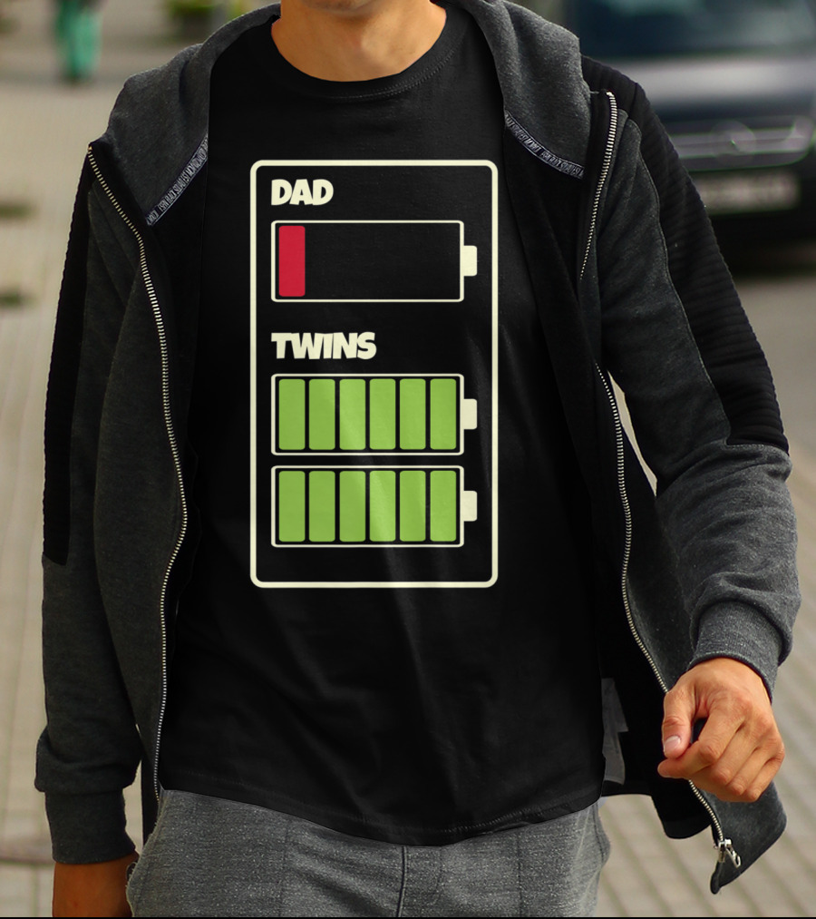 Dad Low Battery Twins Full Charge T-Shirt