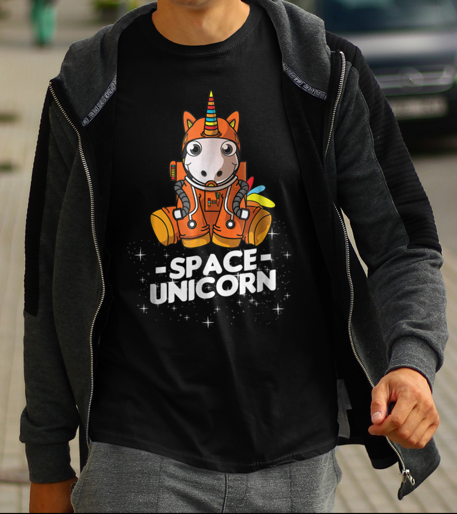 Space Unicorn Astronaut Suit With Christmas Dog Owner T-Shirt