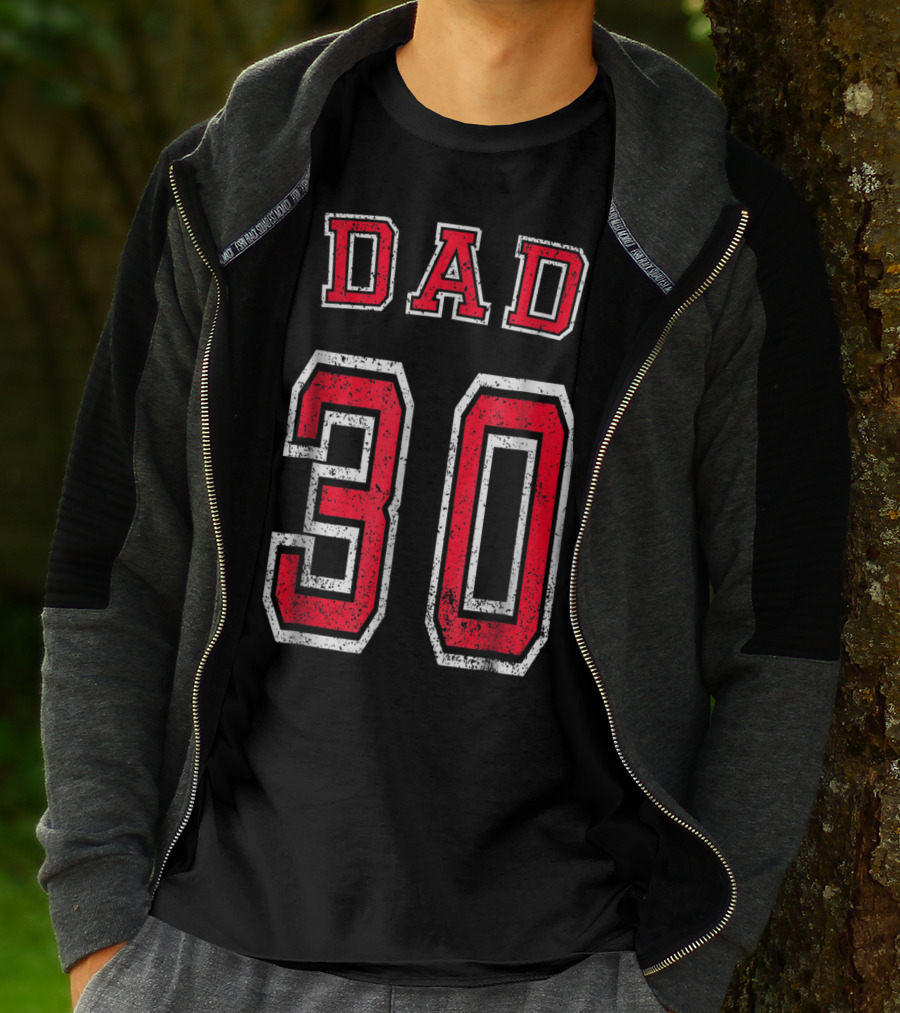 Dad 30 Distressed Football Birthday T-Shirt