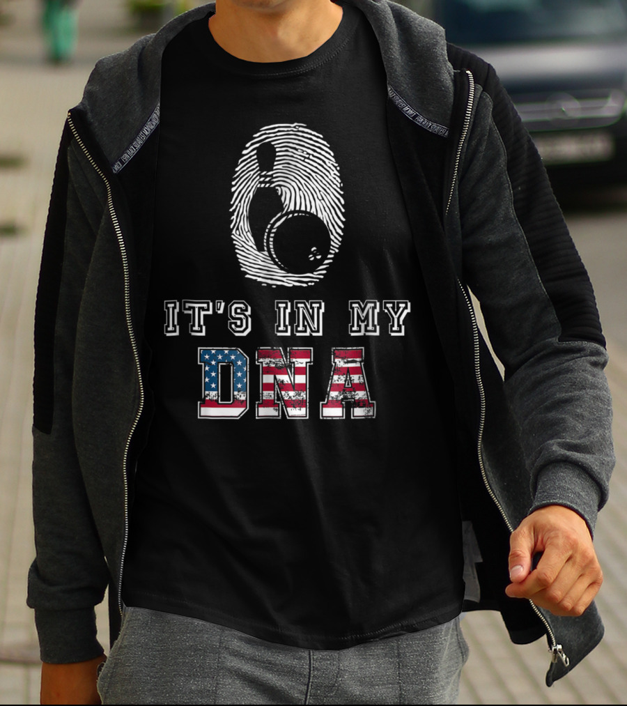 It's In My DNA Bowling Fingerprint American Flag Bowling Novelty And Accessories98 T-Shirt