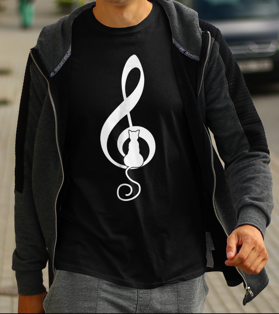 Cat Musical Gclef Music Lover Cat T-Shirt