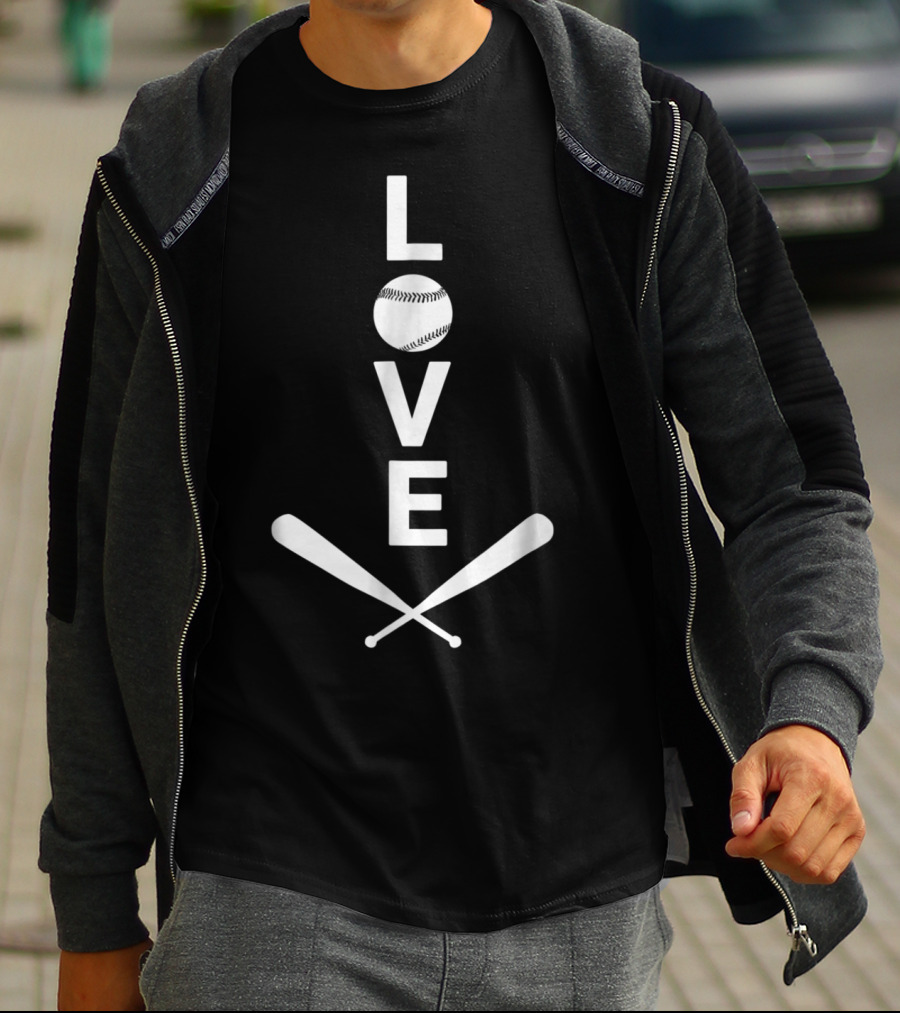 Love Baseball For Baseball Kids With Ball And Bats T-Shirt