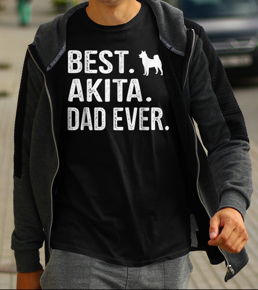 BEST AKITA DAD EVER WITH DOG T-Shirt