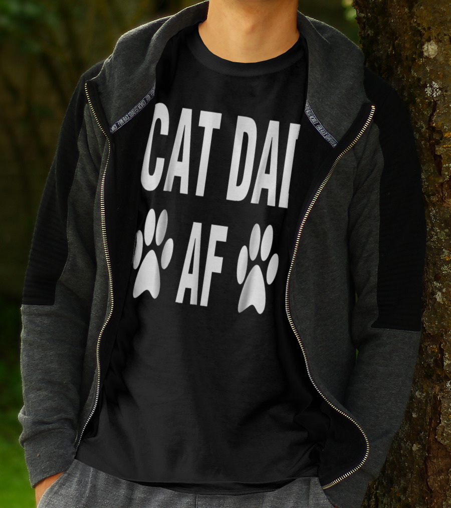 CAT DAD AF Paw Prints T-Shirt