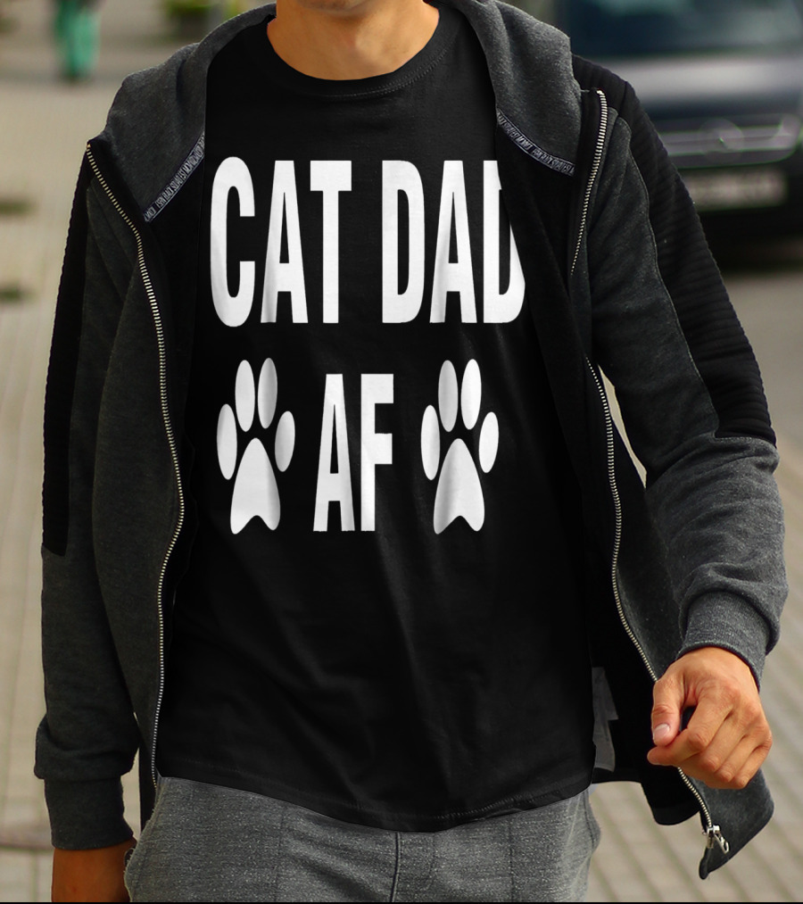 CAT DAD AF Paw Prints T-Shirt