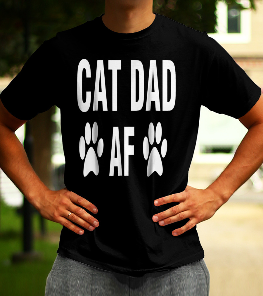CAT DAD AF Paw Prints T-Shirt