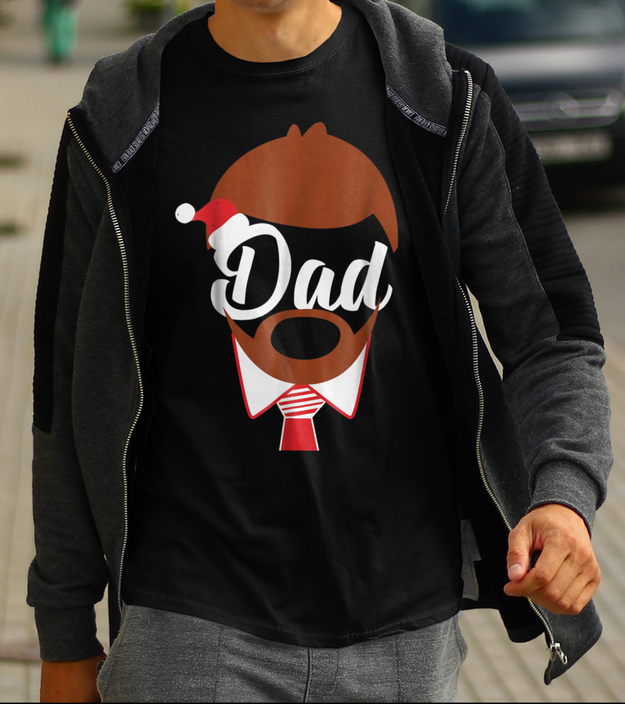 Dad Face Santa Hat Christmas Family Matching Holiday82 T-Shirt