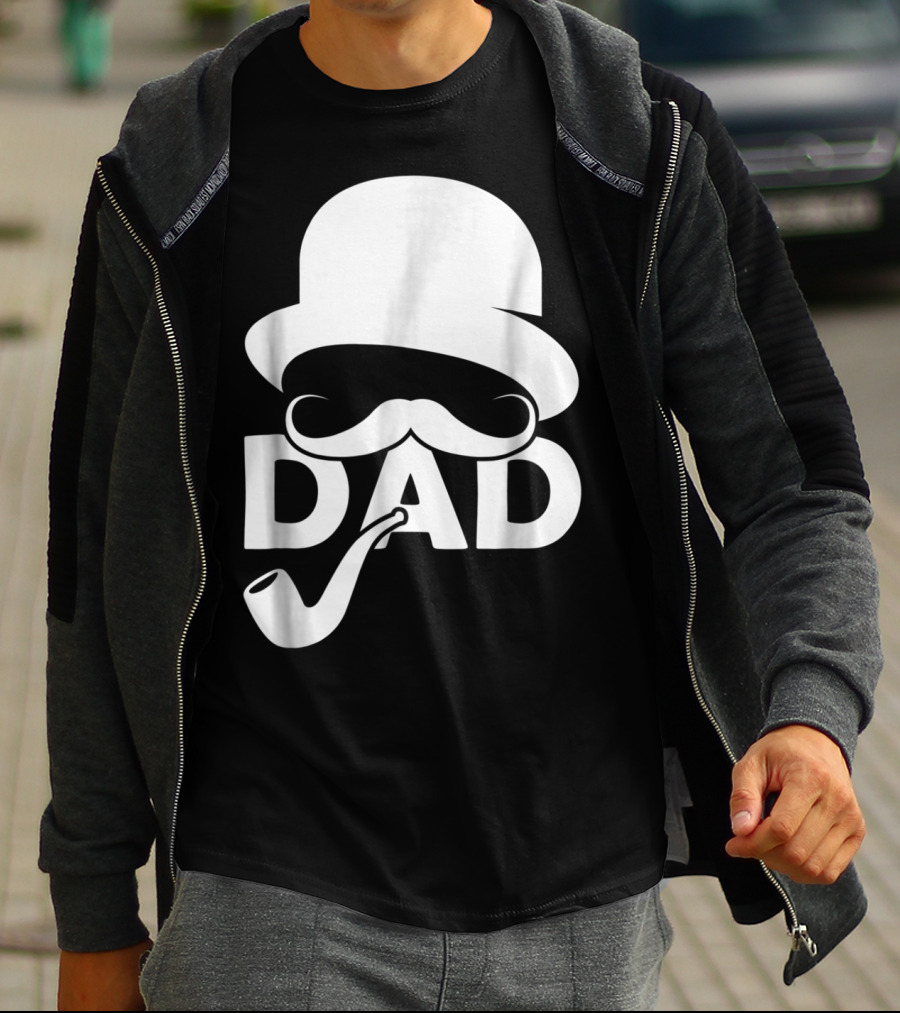 Cool Dad Mustache Hat Pipe T-Shirt