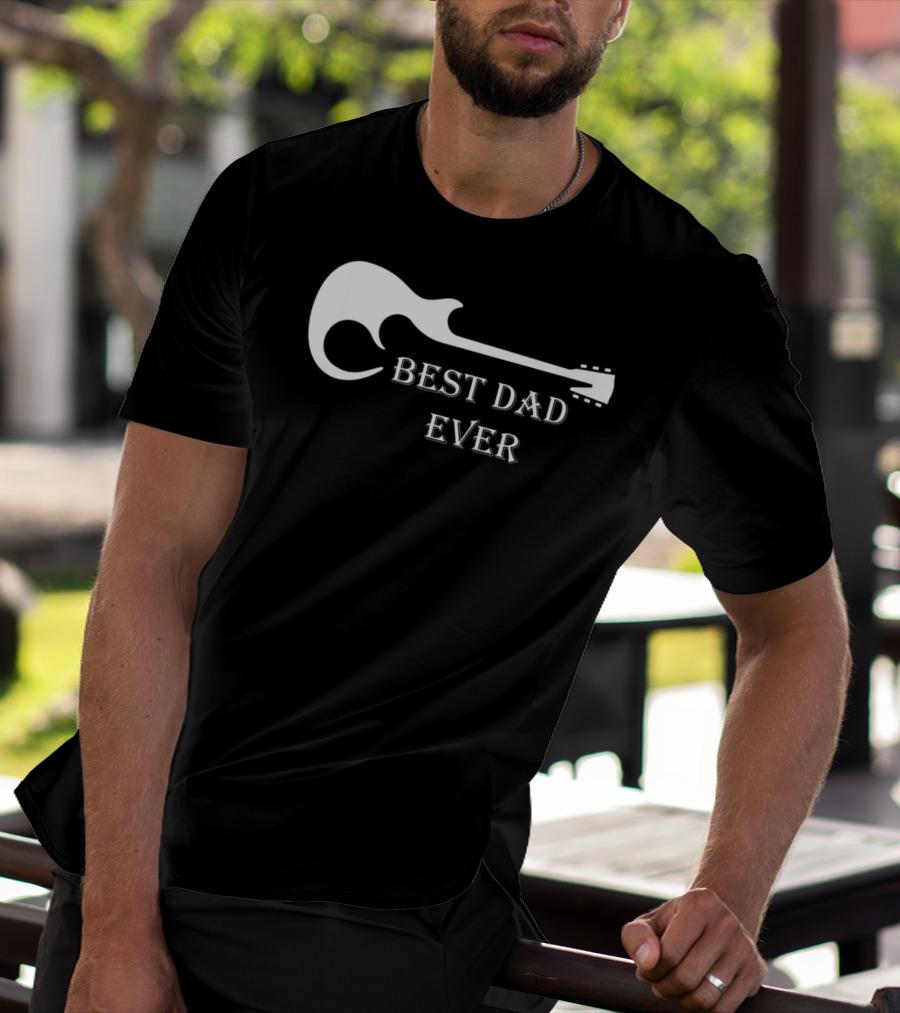 Best Dad Ever Guitar Silhouette Father's Day Musician Gift T-Shirt