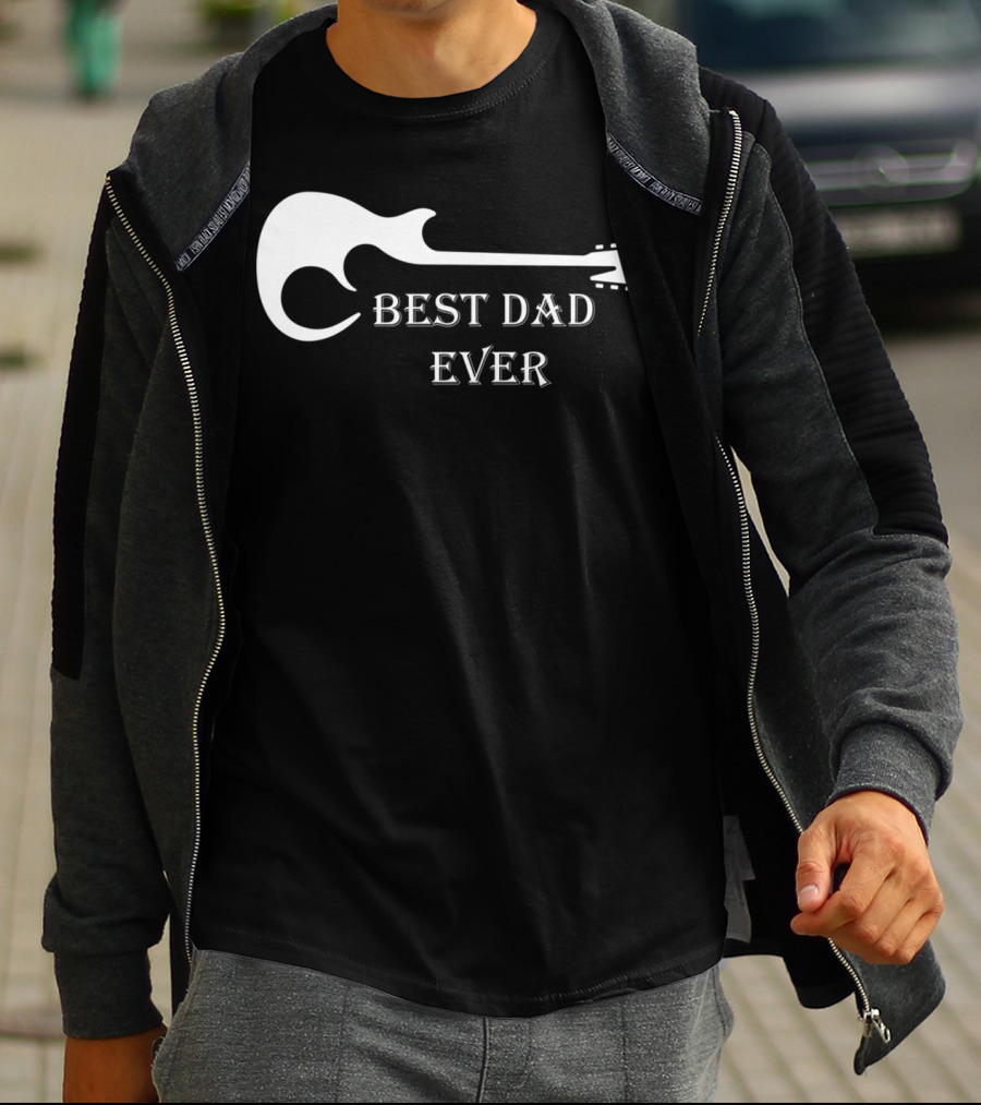 Best Dad Ever Guitar Silhouette Father's Day Musician Gift T-Shirt