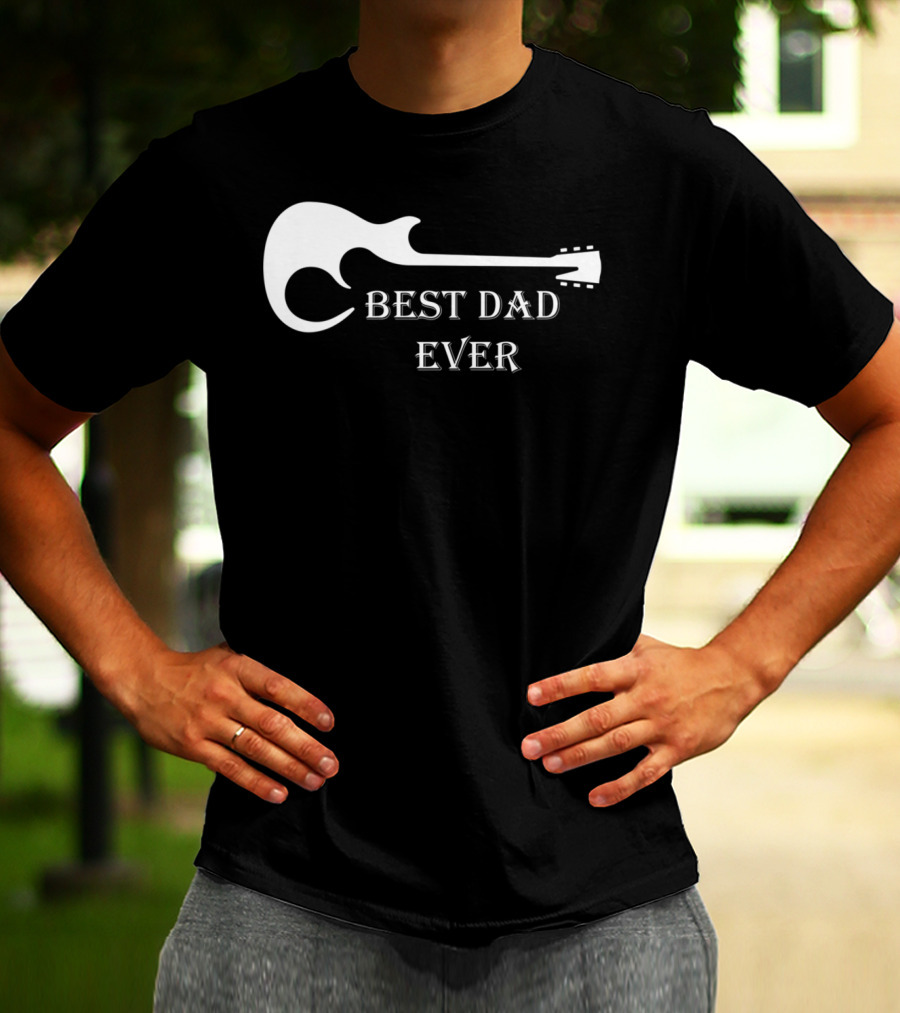 Best Dad Ever Guitar Silhouette Father's Day Musician Gift T-Shirt