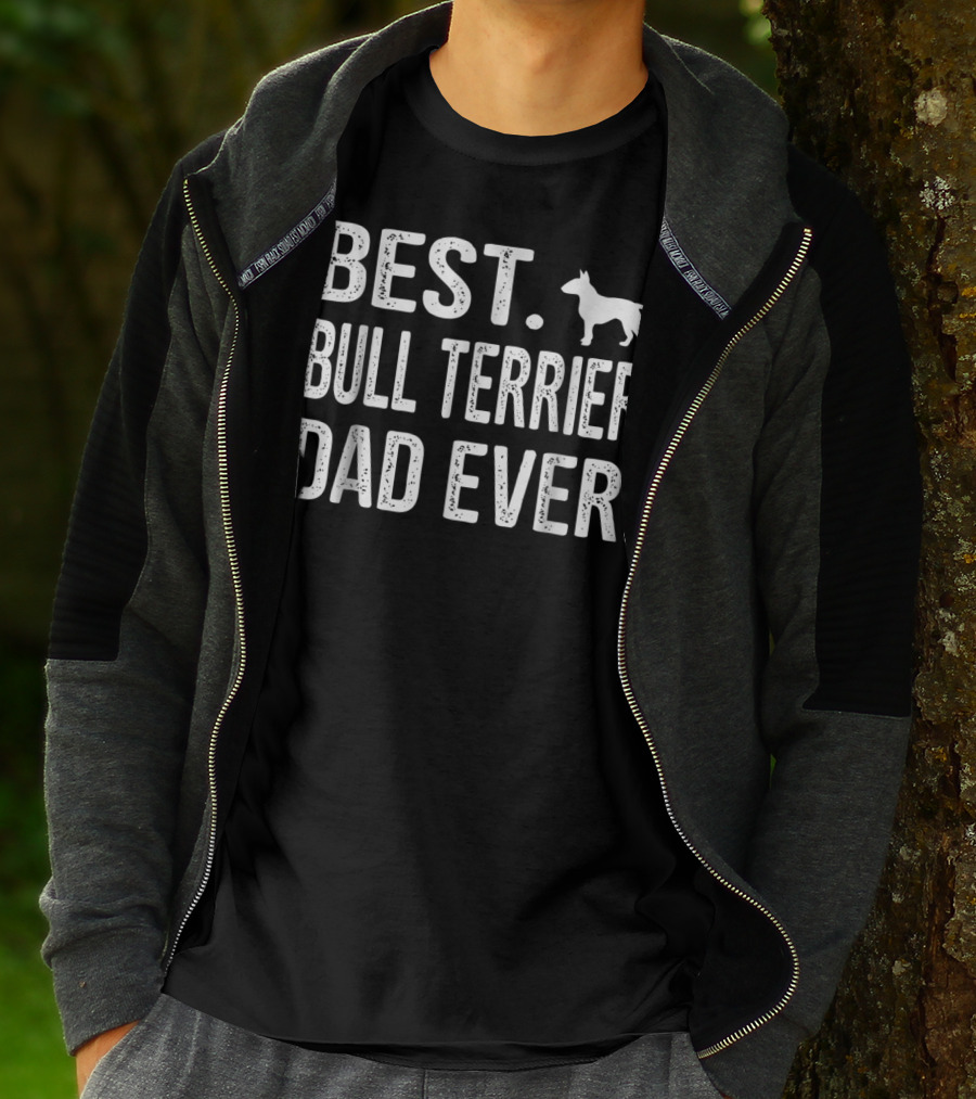 Best Bull Terrier Dad Ever Dog Outline T-Shirt