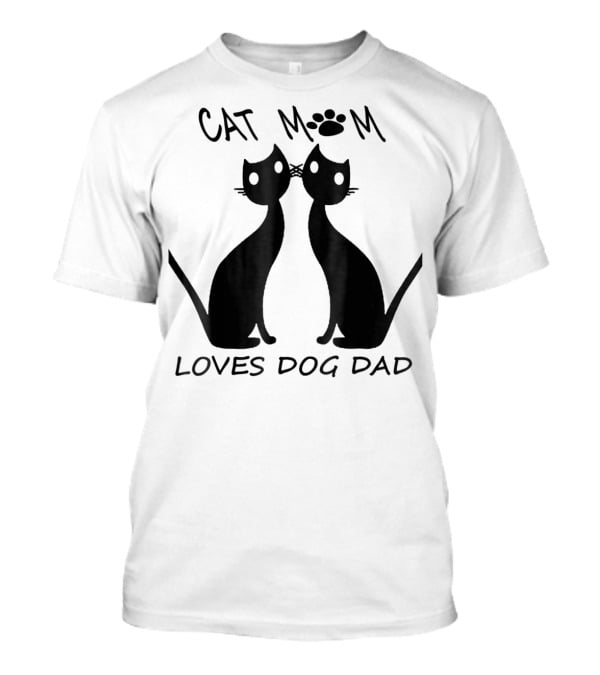 Cat Mom Paw Print Loves Dog Dad Cats T-Shirt