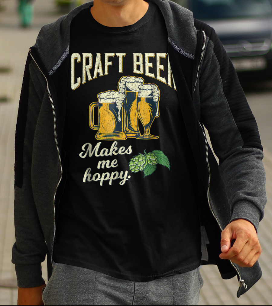 Craft Beer Hops Makes Me Hoppy Husband Boyfriend43 T-Shirt