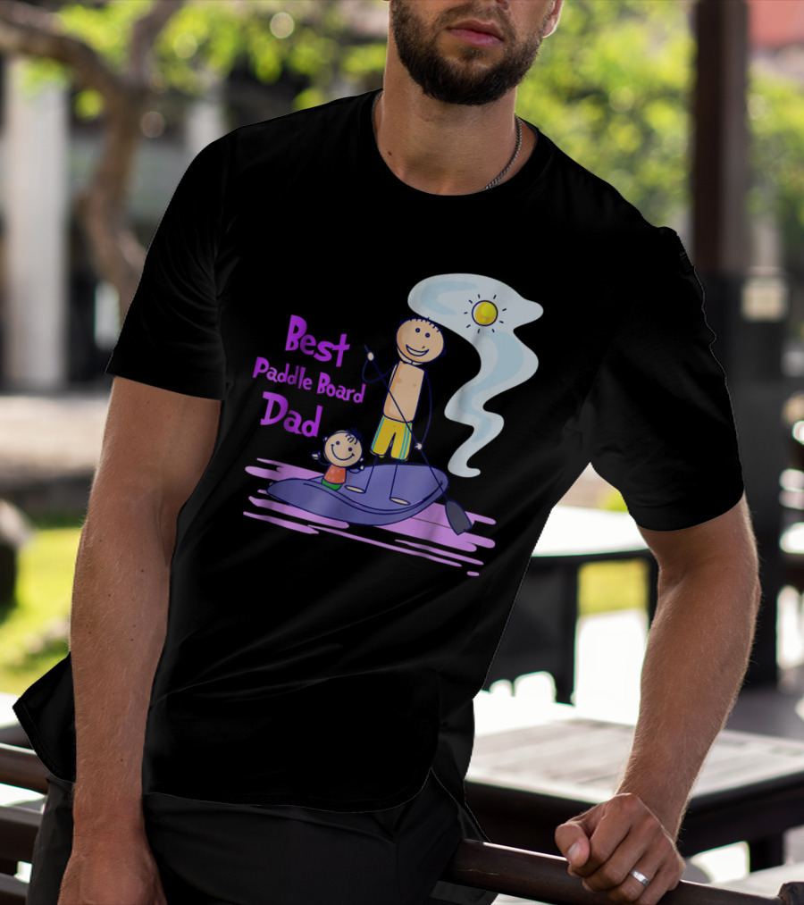 Best Paddle Board Dad Fun Stick Figure T-Shirt