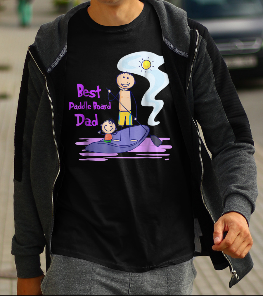 Best Paddle Board Dad Fun Stick Figure T-Shirt
