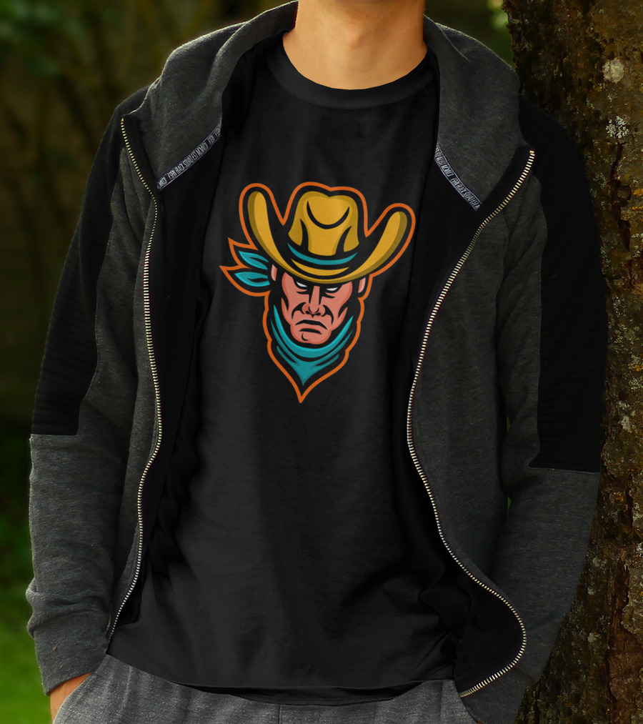 American Cowboy Mascot Icon With Hat And Bandana T-Shirt