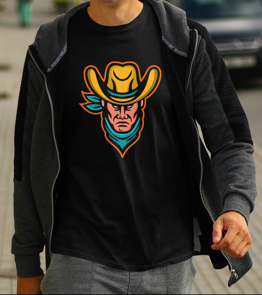 American Cowboy Mascot Icon With Hat And Bandana T-Shirt