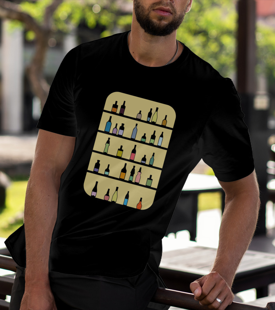 Bar 1225098 Colorful Bottles Shelf Display T-Shirt