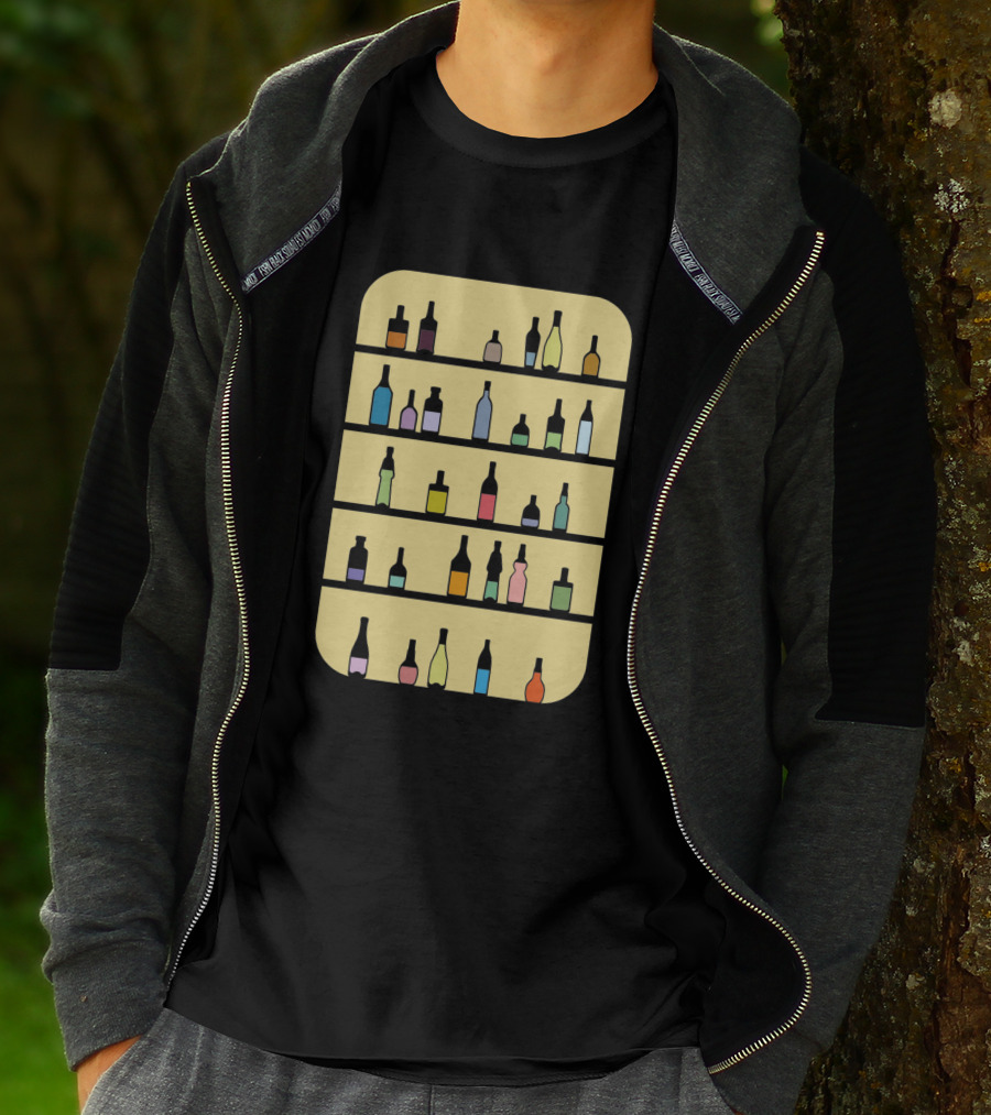 Bar 1225098 Colorful Bottles Shelf Display T-Shirt