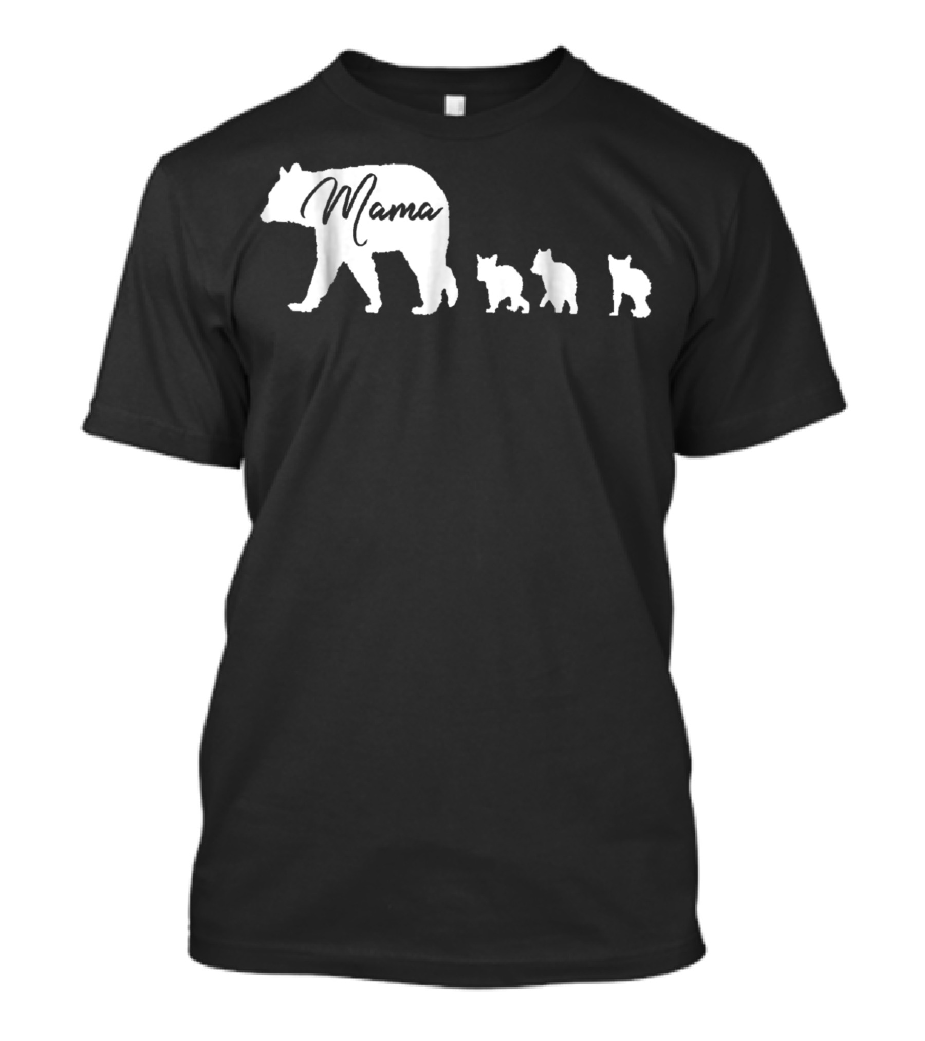 Mama Bear With Three Cubs Silhouette 图案 For Mother Bear T-Shirt