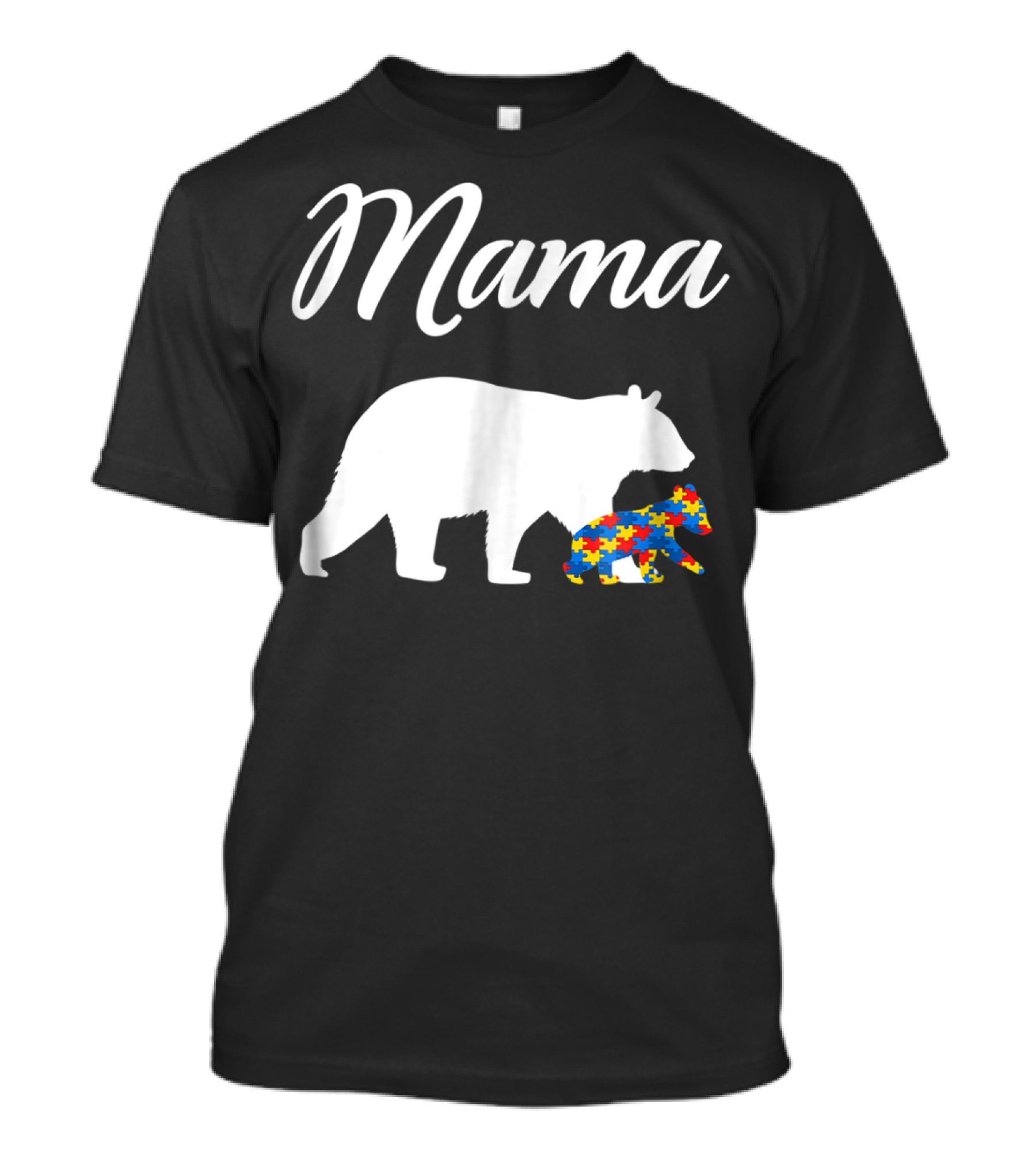 Mama Bear With Puzzle Autism Mom Cute23 T-Shirt