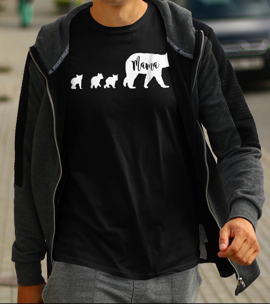 Mama Bear Mom With Three Cubs T-Shirt